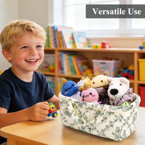 Small Storage Basket Organizer, Mini Fabric Floral Storage Baskets - Image 2