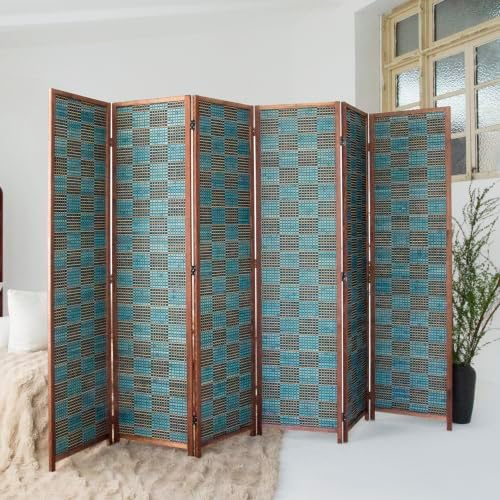 6 Panel Bamboo Room Divider, 5.6 ft Tall Double-Sided Folding Privacy Screen - Image 5