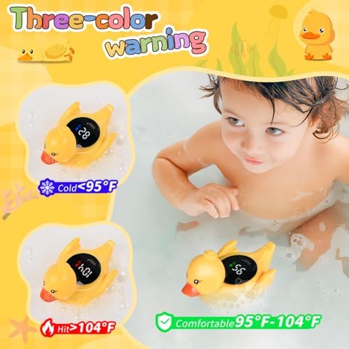 Baby Bath Thermometer Water Temp Safety Essential, Rechargeable Duck Toy - Image 2