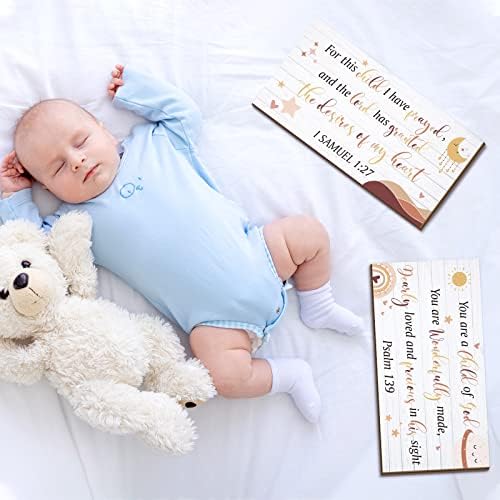 Yookeer 2 Pcs Nursery Wall Art Wooden Baby Room Wall Decor This Child I Have - Image 6