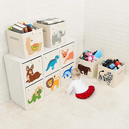 13 Inch Animal Cube Storage Bins, Foldable Fabric Kids Toy Box & Toy Chest - Image 6