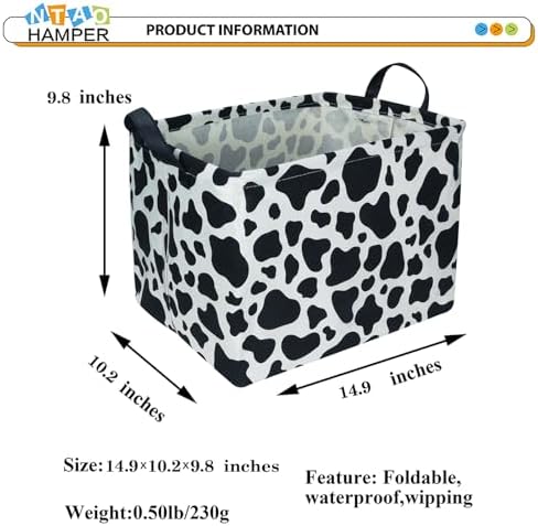 NTAOHAMPER Rectangular Cow Storage Basket, Waterproof Cowprint Box - Image 4