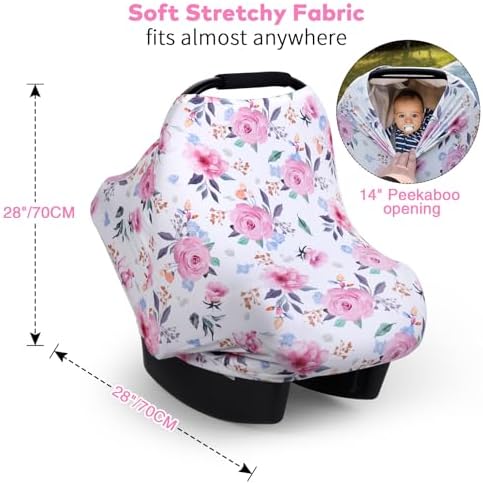 Rquite 4-in-1 Baby Car Seat Canopy, Stretchy Nursing Breastfeeding Cover - Image 2
