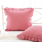2 Pack Red White Gingham Ruffle Throw Pillow Covers 22''x22'' by KMASANIJI