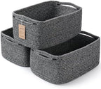 3 Pack Storage Baskets for Organizing, 13.7×9.5×6.3", Mixed Black by MaxuniTechLife