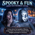 2 Pack Scary Headrest Covers for Cars, Funny Scary Face Auto Seat Elastic - Image 2