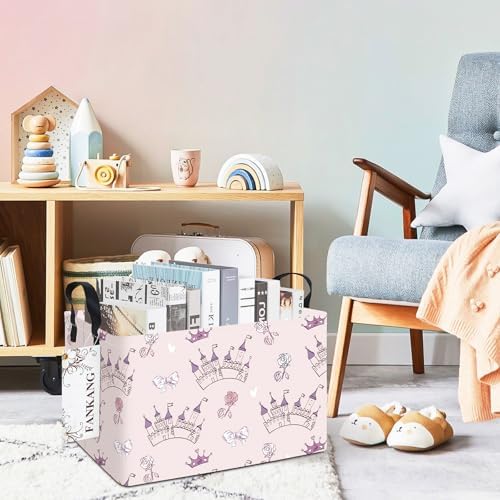 Rectangular Princess Castle Fabric Storage Basket - Image 4