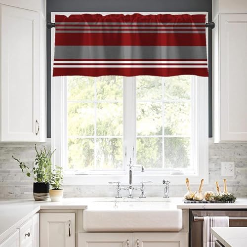 Emvency Valances for Windows, 2 Pack, 52x12 Inch, Striped Red - Image 7