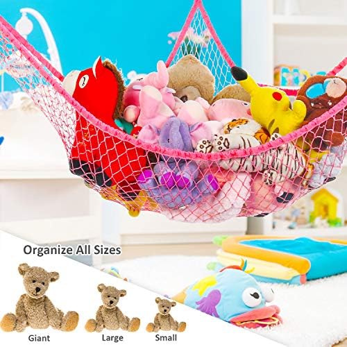 Toy Hammock, Stuffed Animals Hammock, Jumbo Toy Storage Net 83" Wall Sling - Image 4