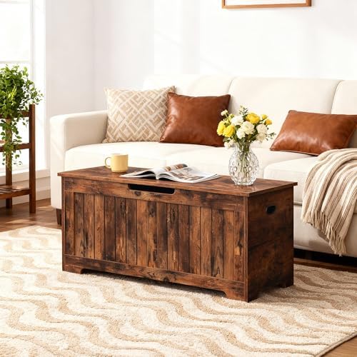 Wooden Storage Chest Box with Flip-top Lid & Safety Hinge, 39.4 Inch Living - Image 6
