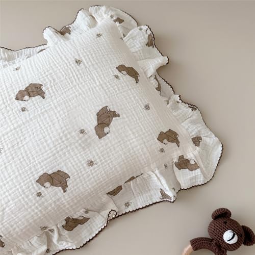 BuLuTu 100% Cotton Kids Pillowcase Standard Size 20"x26", Bee Bear Pattern - Image 6
