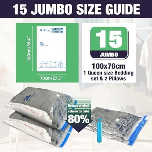 15 Jumbo Vacuum Storage Bags for Bedding, Vacuum Seal Bags for Clothing - Image 2