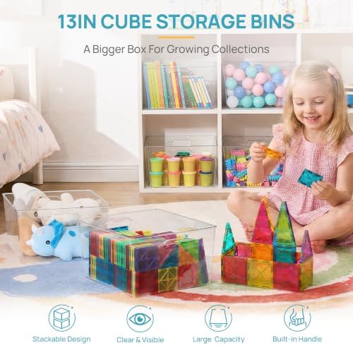 Vtopmart 4 Pack Extra Large Clear Storage Bins, 13x13 Cube Organizer - Image 3