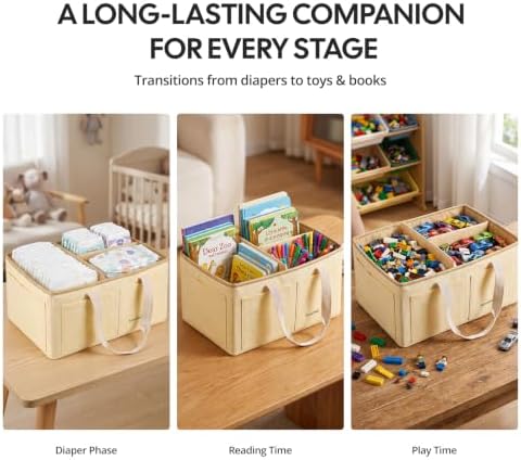 Large Canvas Baby Diaper Caddy Organizer - Image 7