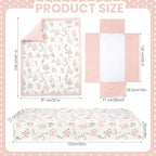 Hahafelt 3 Pcs Pink Floral Baby Crib Bedding Set - Image 2