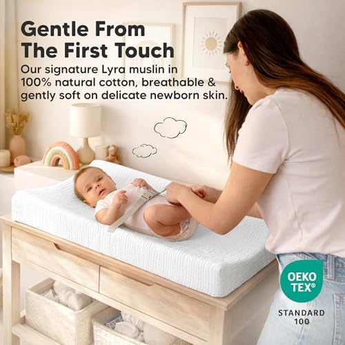 2pk Muslin Diaper Changing Pad Covers Boy, Soft Breathable - Image 3