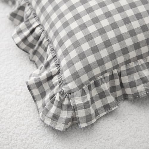 2 Pack Grey Gingham Lumbar Throw Pillow Shams 12''x20'' - Image 7