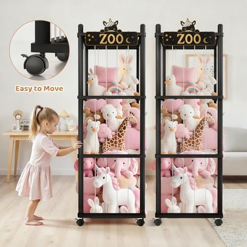 Stuffed Animal Storage Zoo Tower, 56In Wooden Large Stuffed Animal Holder - Image 5