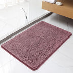 Chenille Bathroom Rug 24"x36" Dusty Rose, Non-Slip Plush Bath Mat by Kildoss