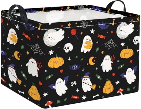 Rectangular Halloween Basket for Boys and Girls Kids Trick or Treat Pumpkin by HIYAGON