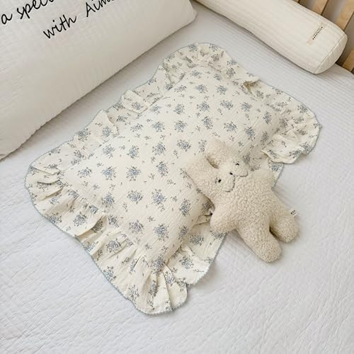 BuLuTu Blue Floral Muslin Toddler Pillowcase, Freesia Pattern by BuLuTu