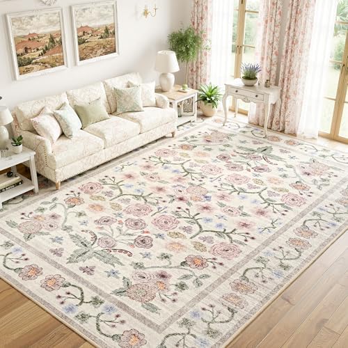 8x10 Area Rugs for Living Room Bedroom Floral Large Rug - Image 2