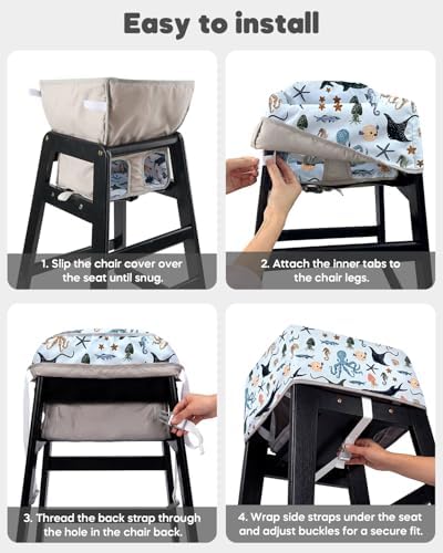 Mamatepe Baby High Chair Cover, Restaurant Seat Liner | Blue Ocean - Image 5