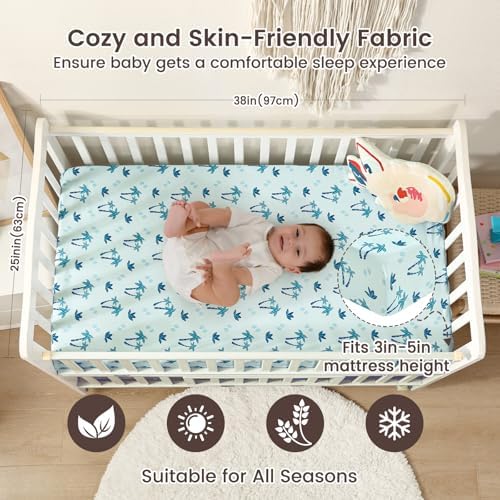 david's kids 3 Pack Mini Crib Sheets, Soft Breathable Premium Pack N Play Sheets - Image 3