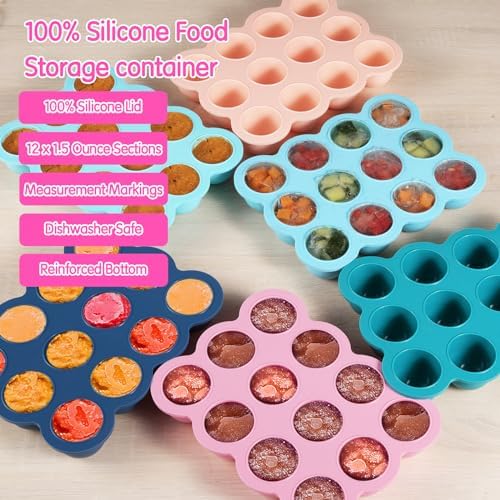 Silicone Freezer Tray with Lid, 12x1.5oz Baby Food Storage Container - Image 2