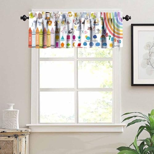 Kids Alphabet Valance Curtain Cartoon Rainbow Alphabet ABC Learning Daycare - Image 4