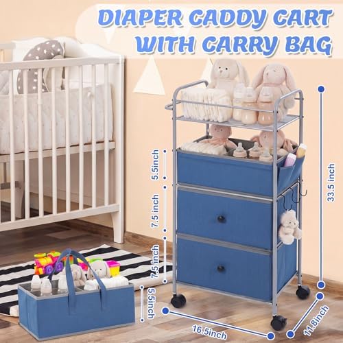 FoldTier 3In1 Baby Diaper Caddy Organizer Cart 4 Tier Large Capacity Metal - Image 2
