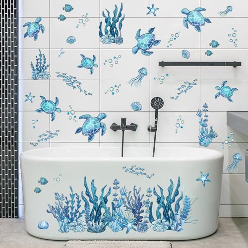 31.5x28.74 Inch Watercolor Ocean Wall Decals - Image 5