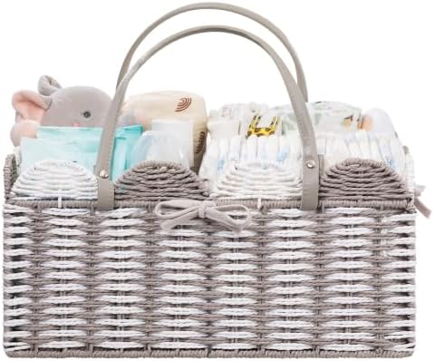 HBlife Large Baby Diaper Caddy, Paper Rope Storage Baskets Nursery Bin by HBlife