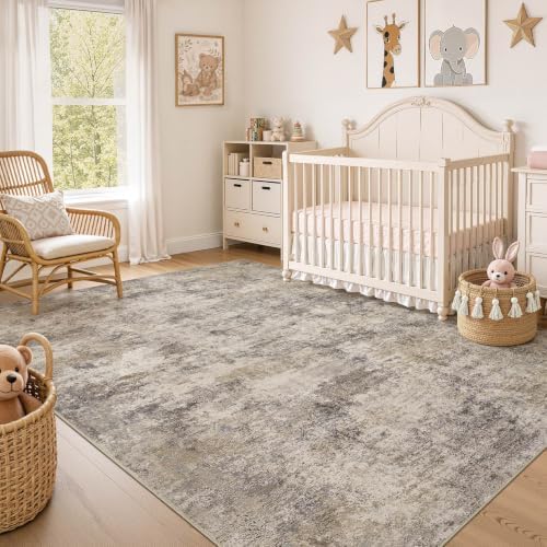 Nakagishi Boho 9x12 Area Rug Living Room Rugs Machine Washable Brown Grey - Image 7