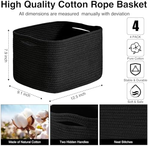 ICERZCZ Black Storage Baskets for Shelves, Small Storage Baskets for Organizing - Image 3
