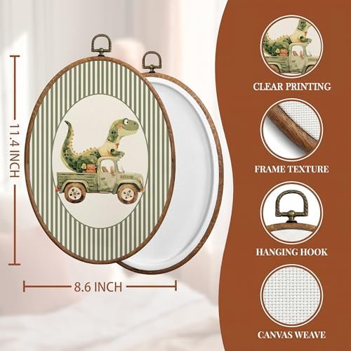 SONMYSULIL Dinosaur Car Nursery Wall Art Decor, Boys Room Oval Wall Hanging - Image 6