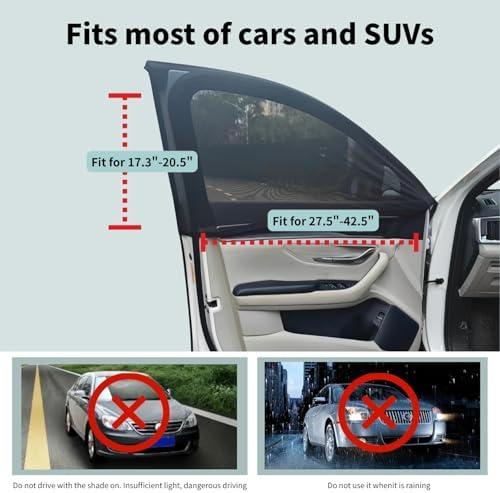 Car Front Side Window Shades, 2 Pack Breathable Mesh Car Window Screens Sun - Image 5