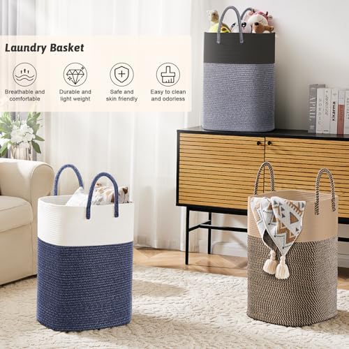 Artfeel Laundry Basket, Woven Cotton Rope Laundry Hamper, 80L Versatile Storage - Image 4