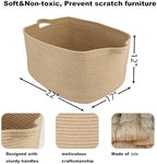 XUANGUO Large Rectangle Woven Jute Rope Storage Basket 22"x17"x12" - Image 2