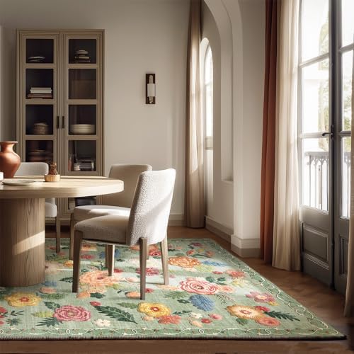 5x7 Area Rugs for Living Room: Washable Bedroom Rug Non Slip Low Pile Soft Faux - Image 2