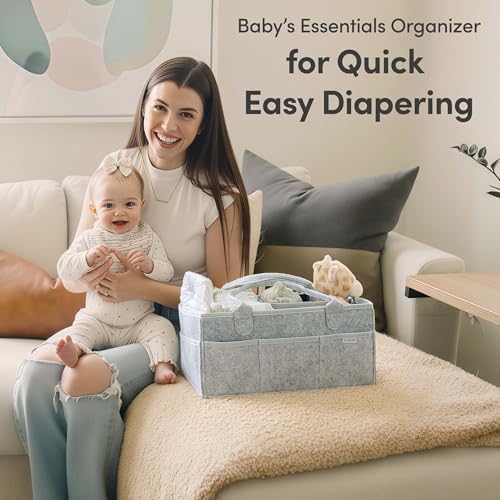 PUTSKA Baby Diaper Caddy Organizer, Felt Nursery Basket - Image 2