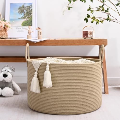 67L Large Woven Blanket Basket, Cotton Rope Baby Laundry Hamper - Image 2