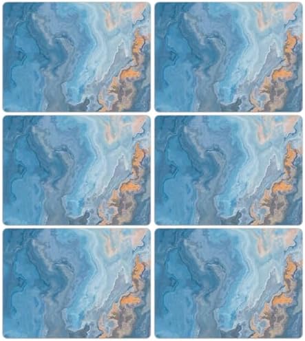 Blue Marble Placemats Set of 6 Plastic Table Mat 17×13×0.04in by OBUSATT
