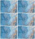Blue Marble Placemats Set of 6 Plastic Table Mat 17×13×0.04in by OBUSATT