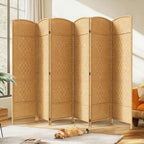JOSTYLE Rattan Room Divider, 6-Panel Folding Privacy Screen 6ft. Extra Wide by Jostyle