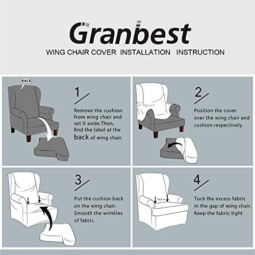 Granbest Premium Water Repellent Wingback Chair Cover 2-Piece High Stretch - Image 6
