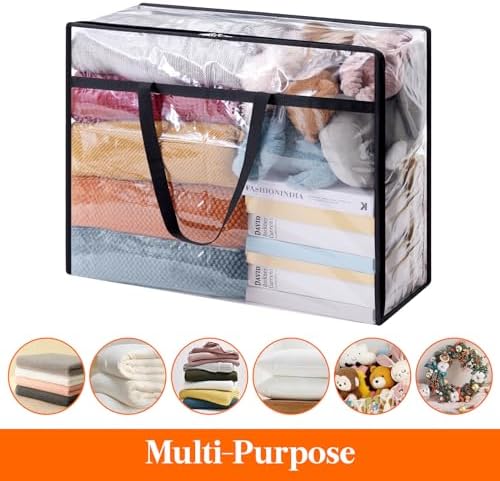 Lifewit 3 Pack Clear Clothes Storage Bags, 95L Plastic Blanket Storage Bag - Image 5