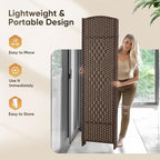 JOSTYLE Rattan Room Divider, 6-Panel Folding Privacy Screen 6ft. Extra Wide - Image 5