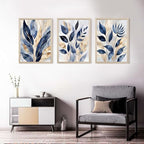 Blue Botanical Wall Art Abstract Leaf Canvas Prints Decor Modern Plant Wall Art - Image 6