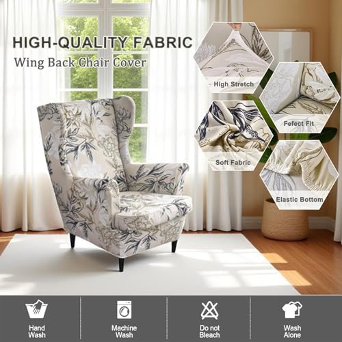 NILUOH Wingback Chair Covers 2-Piece, Armchair Slipcovers - Image 2